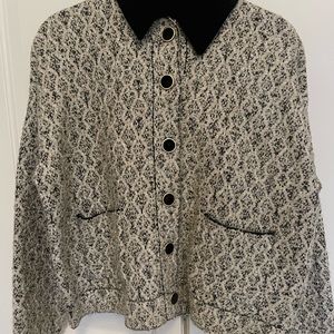 Lurex tweed jacket with contrast collar & kint skirt suit